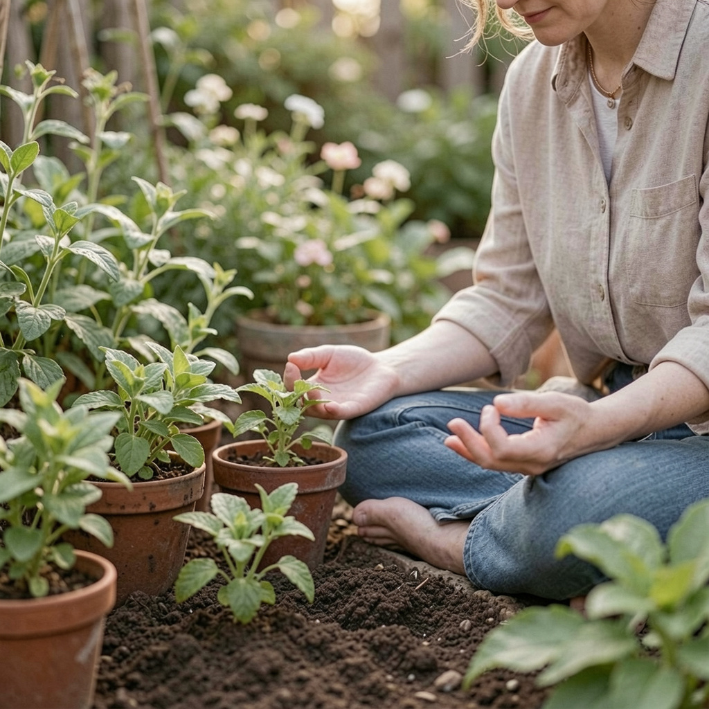 Person practicing mindful living in daily activities